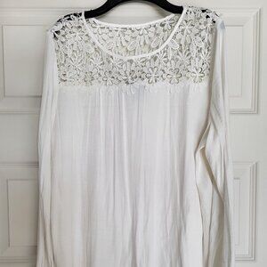 Long sleeve White Blouse with lace collar line